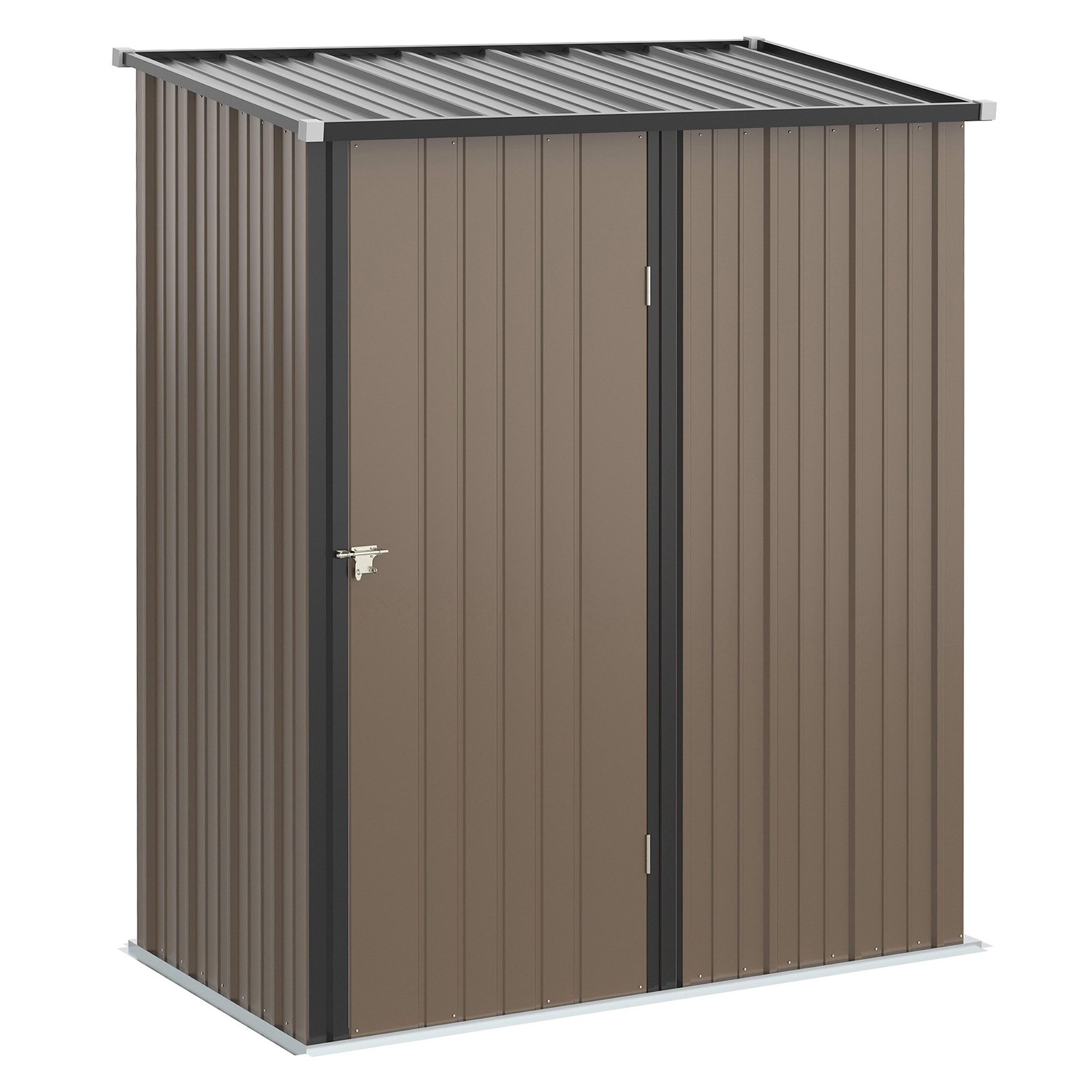 MC Star Gerätehaus Geräteschuppen aus Stahl mit Verschluss, 161,5 x 94,5 x 196 cm, Braun