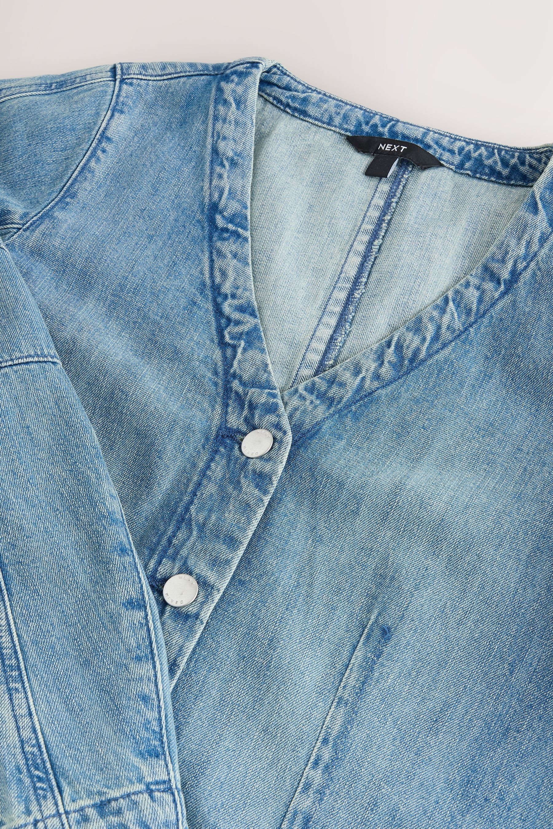 Next Jeansbluse Bluse mit V-Ausschnitt und Barrel-Ärmeln (1-tlg) günstig online kaufen