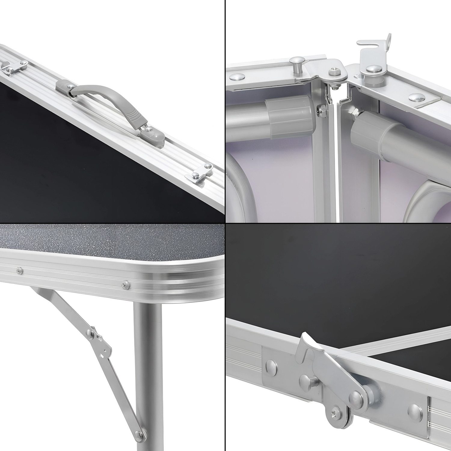 Goods+Gadgets Klapptisch Kompakter Klapptisch für Camping, Garten, Balkon und Outdoor-Einsatz (Markttisch Tapeziertisch), Klappbarer Mehrzwecktisch - Klapp-Tisch Schwarz