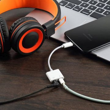 Retoo Audio Adapter für Apple IPhone Splitter auf Klinke 3,5mm Kopfhörer Adapter, Plug&Play: YES, iPhone 5-14, für Telefon: 5V, für Pad: 10-12V
