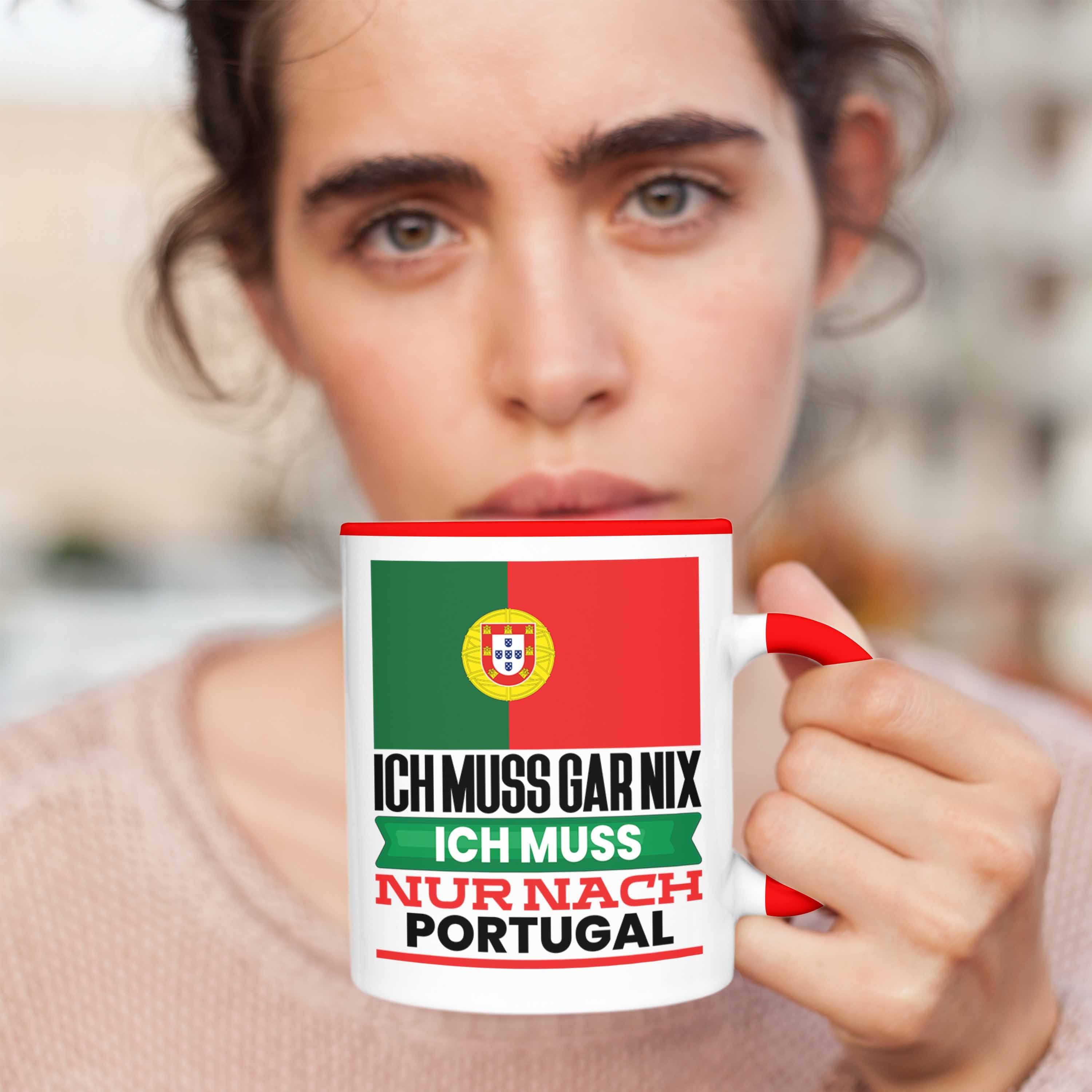 Urlaub Geschenkidee für Rot Tasse Trendation Geburtstag Tasse Portugiesen Portugal Geschenk