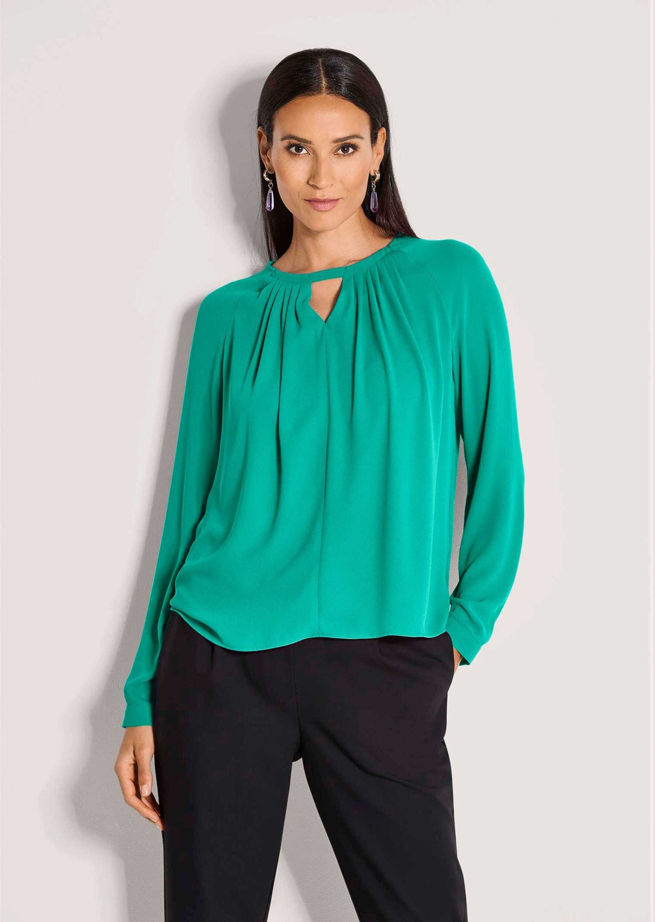 MADELEINE Langarmbluse Elegante Bluse mit V-Ausschnitt Zarte Falten mit sem günstig online kaufen