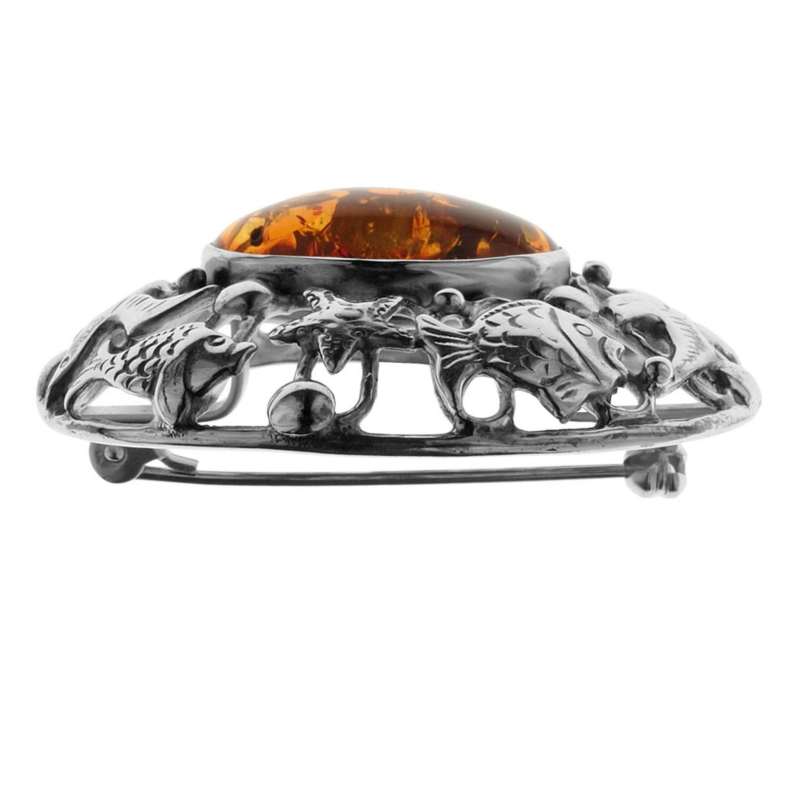 OSTSEE-SCHMUCK Brosche Ostsee-Schmuck Brosche Fischland 43x35 mm