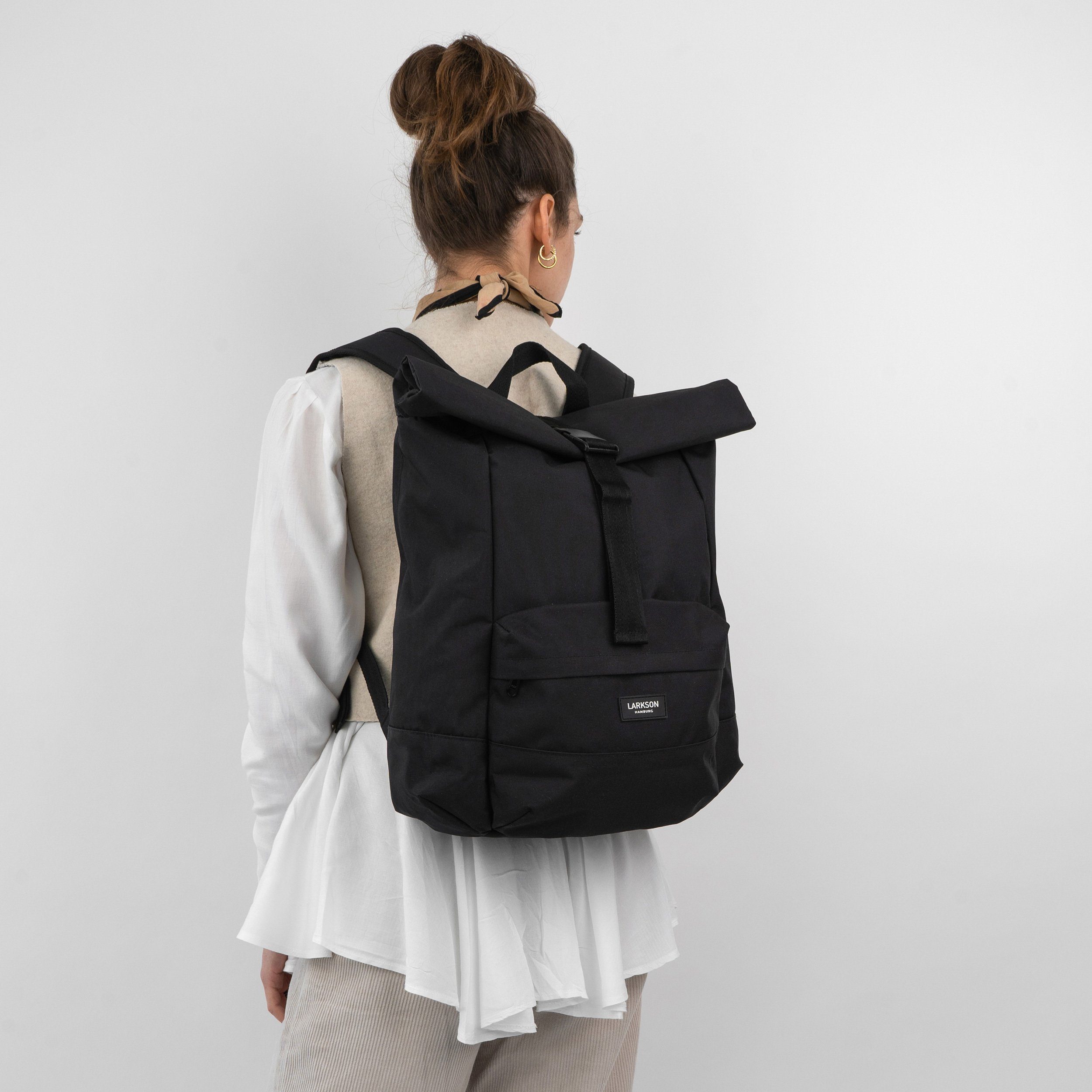 LARKSON Cityrucksack ALVA, Rolltop Damen Herren, Laptop Fach, Wasserabweisend