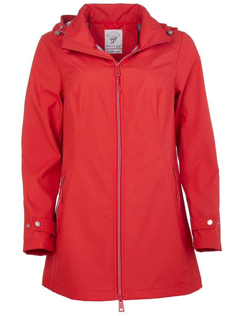 BLUE FLAME Softshellmantel 86385 Damen Softshelljacke lang abnehmbare Kapuze - winddicht atmungsaktiv