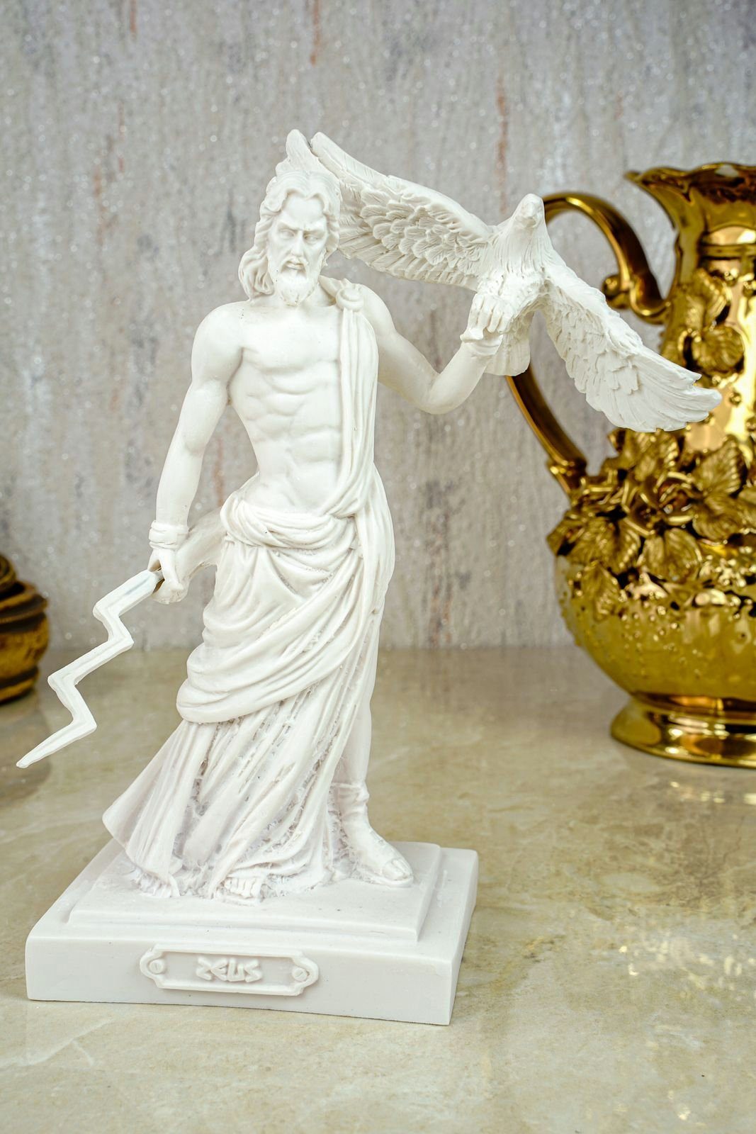 Kremers Alabaster Zeus der Dekofigur 18 Skulptur Figur Göttervater cm Schatzkiste