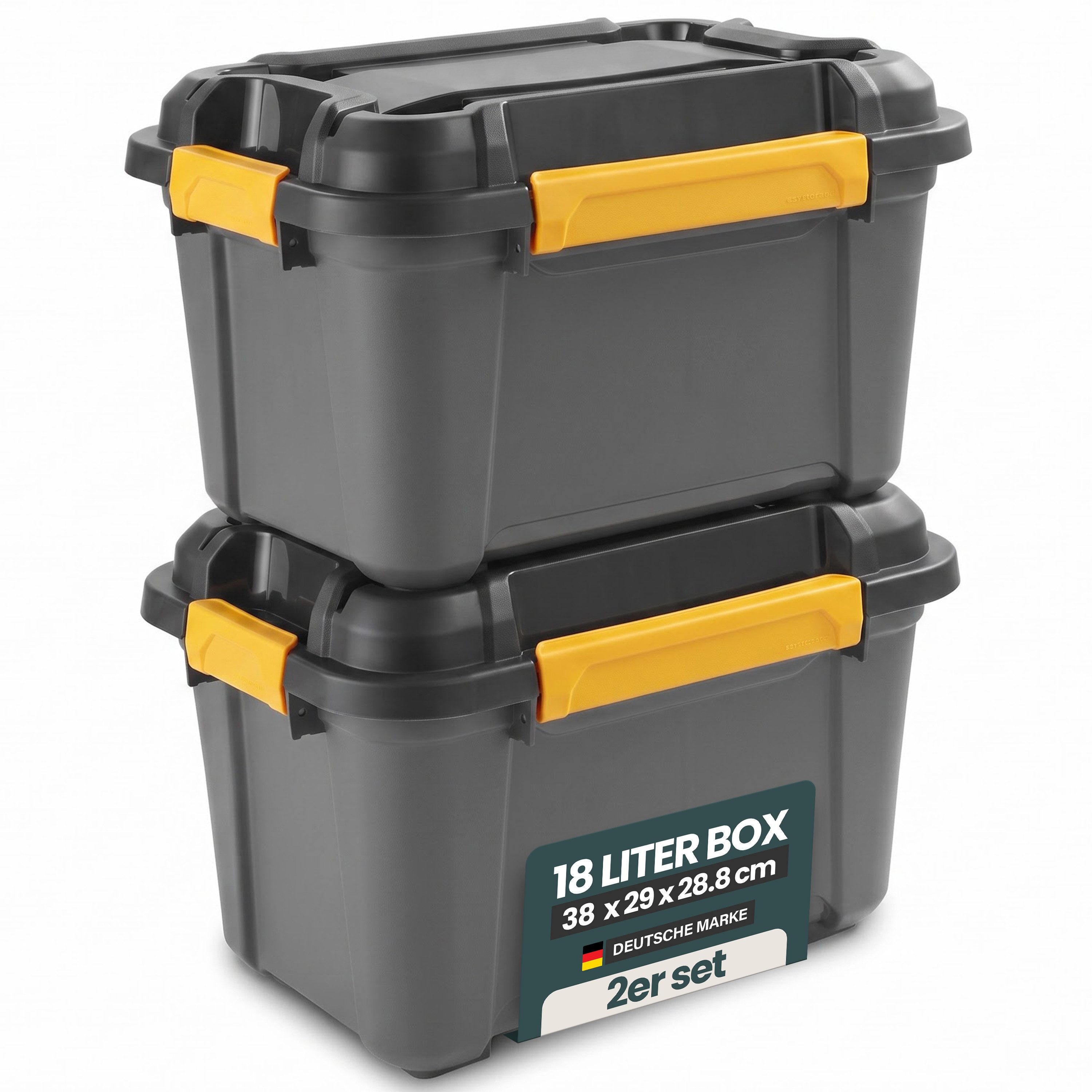 KreLeo Aufbewahrungsbox 'Bunker' aus Kunststoff, wasserdicht & stapelbar, Set wählbar