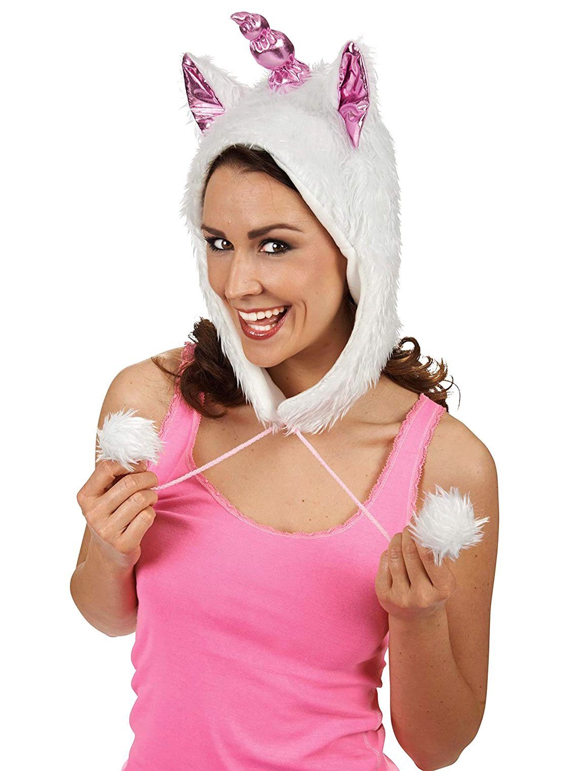 Metamorph Kostüm Einhorn Kuschelmütze, Kuschelig warme Mütze im Einhorn-Look