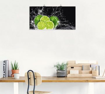Artland Wandbild Limone mit Spritzwasser, Obst Bilder (1 St), als Leinwandbild, Poster, Wandaufkleber in verschied. Größen