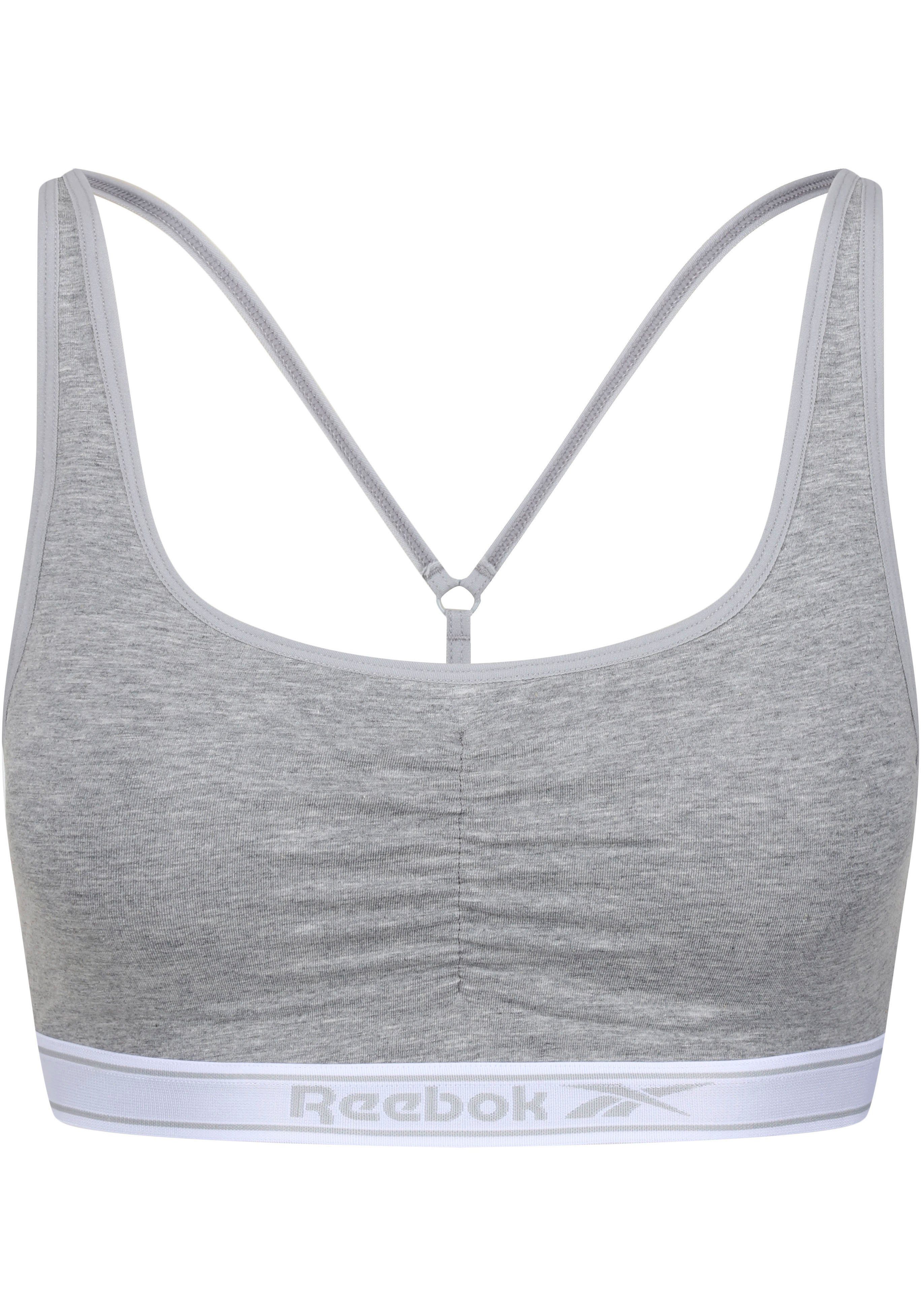 Reebok Bustier "Jackie" Logoschriftzug auf dem Unterbrustband, Raffung vorn