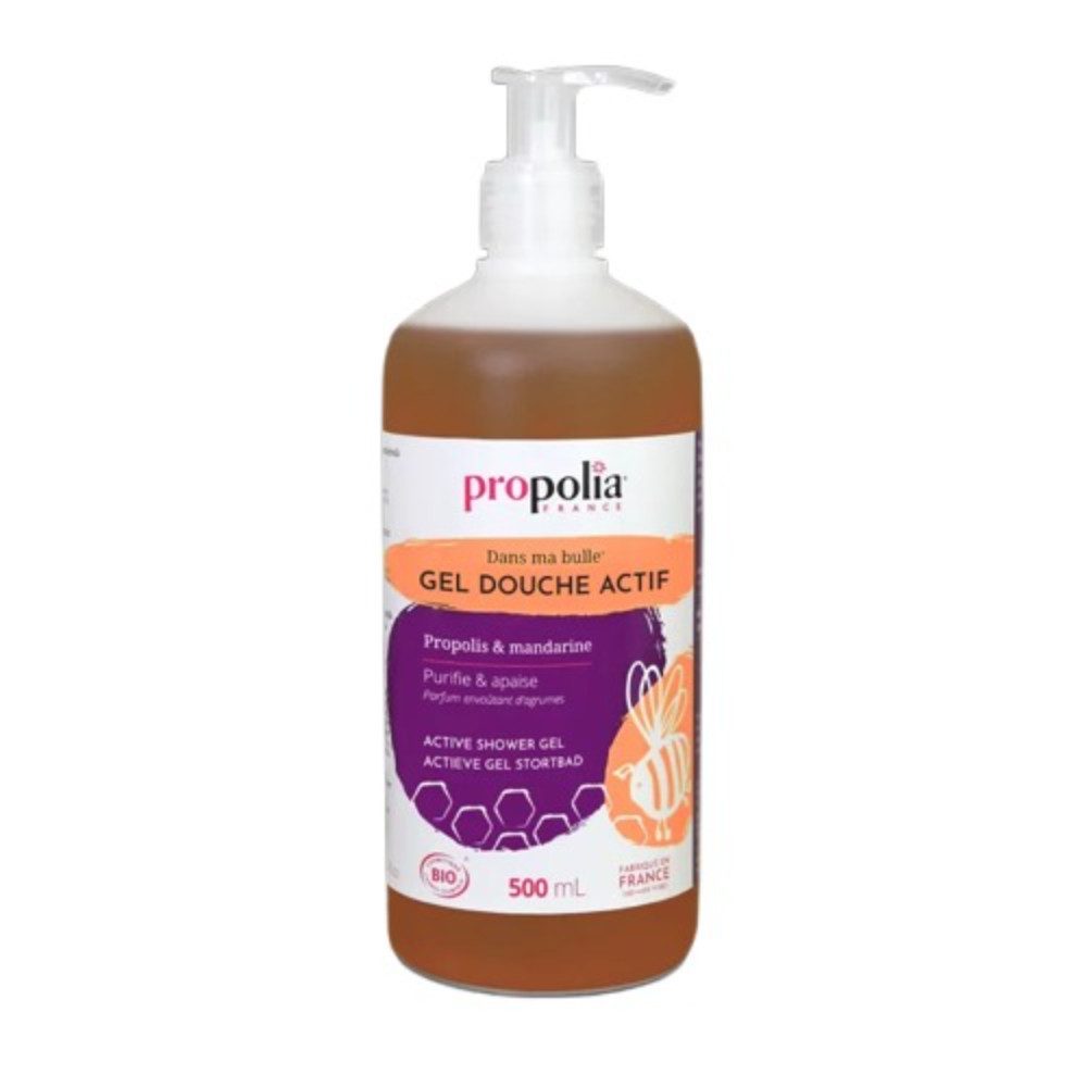 propolia Körpergel Active Shower Gel für die ganze Familie mit Mandarinen und Propolis, 1-tlg., Sanftes Bio Duschgel 99% Natur & pflanzliche Inhaltsstoffe 200ml/500ml