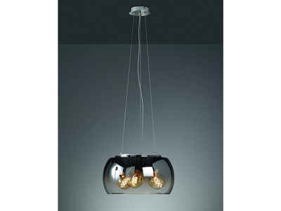 FISCHER & HONSEL LED Pendelleuchte, 3 flammig Kugel Lampen-Schirm Rauch-Glas rund, moderne Vintage Esstisch-Lampe dimmbar, Kugel-Pendel für über Kücheninsel Couchtisch Wohnzimmer