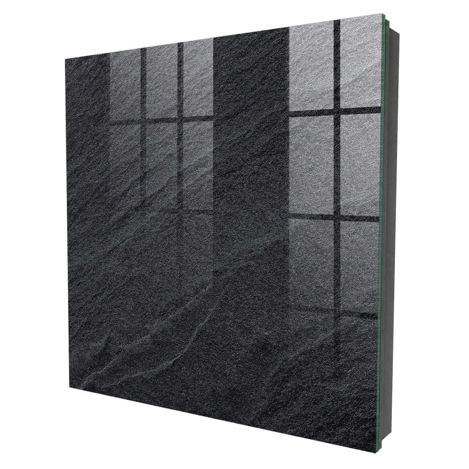 Tulup Schlüsselkasten Stilvoller Schlüsselkasten mit gehärtetem Glas und Motiv, Steinstruktur, Schwarz