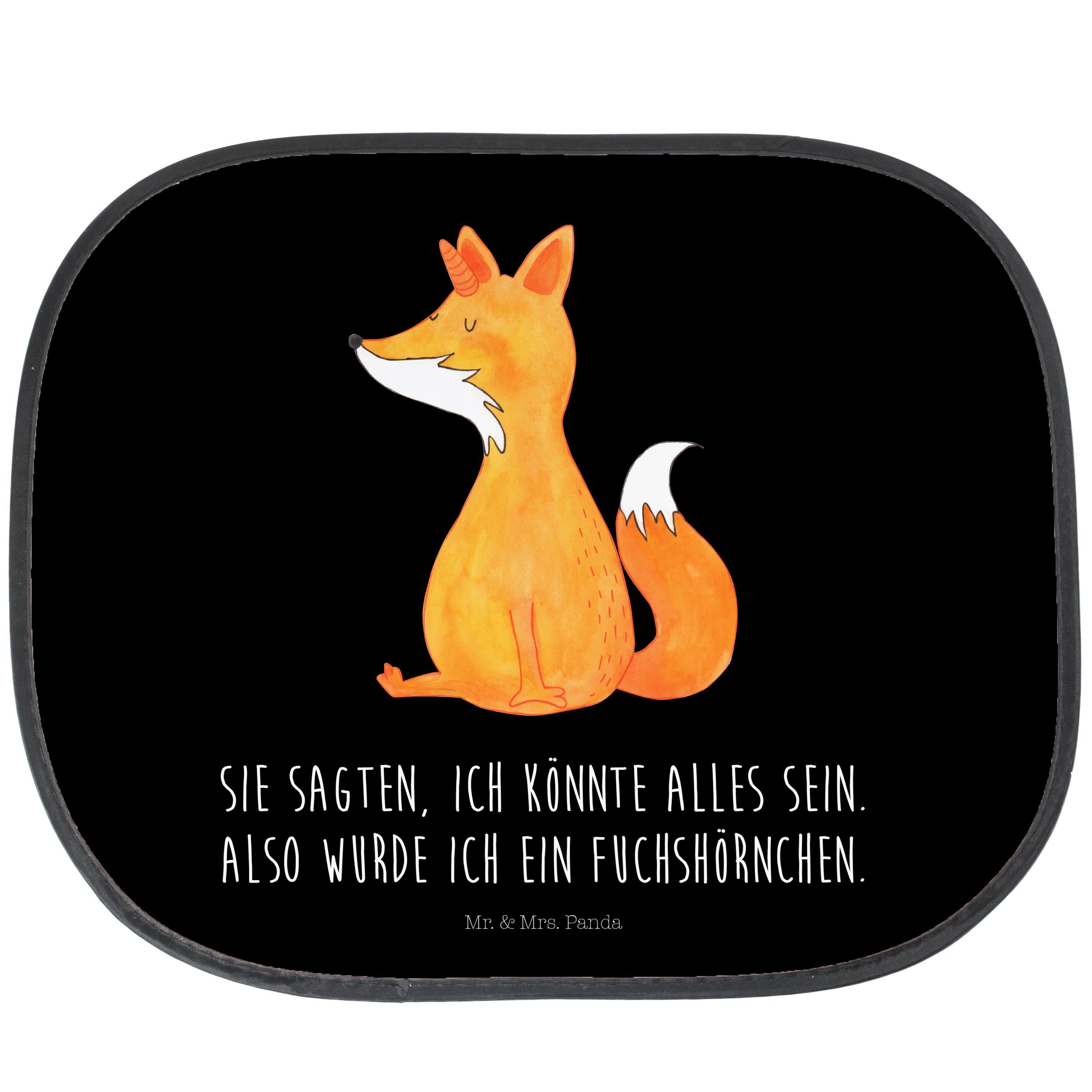 Sonnenschutz Fuchshörnchen Wunsch - Schwarz - Geschenk, Pegasus, Einhörner, Sonnen, Mr. & Mrs. Panda, Seidenmatt | Fensterfolien