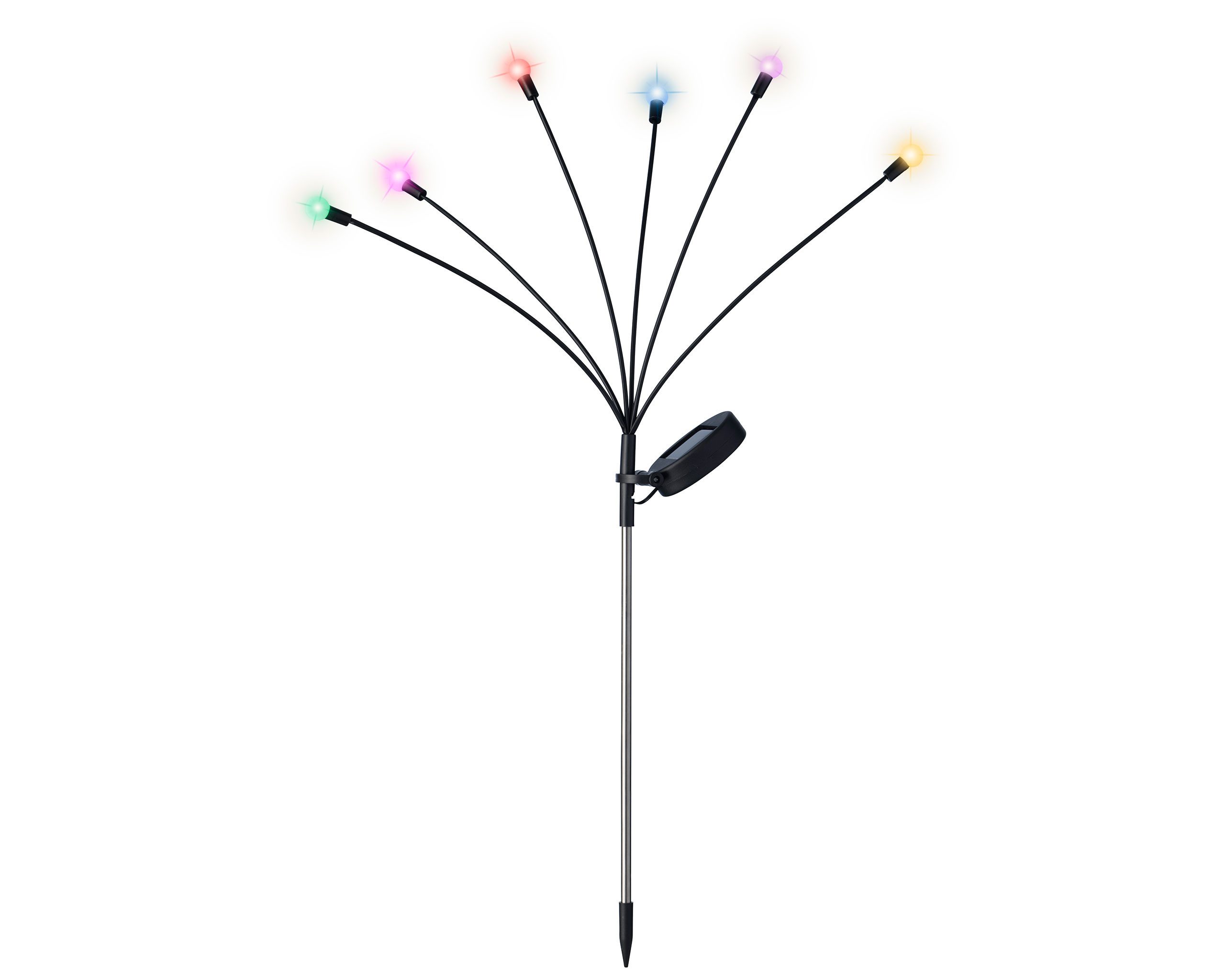 Lumineo LED Solarleuchte, Dauerlicht, bunt, Solar Stabbeleuchtung 6 LEDs Outdoor Kunststoff 70cm Bunt