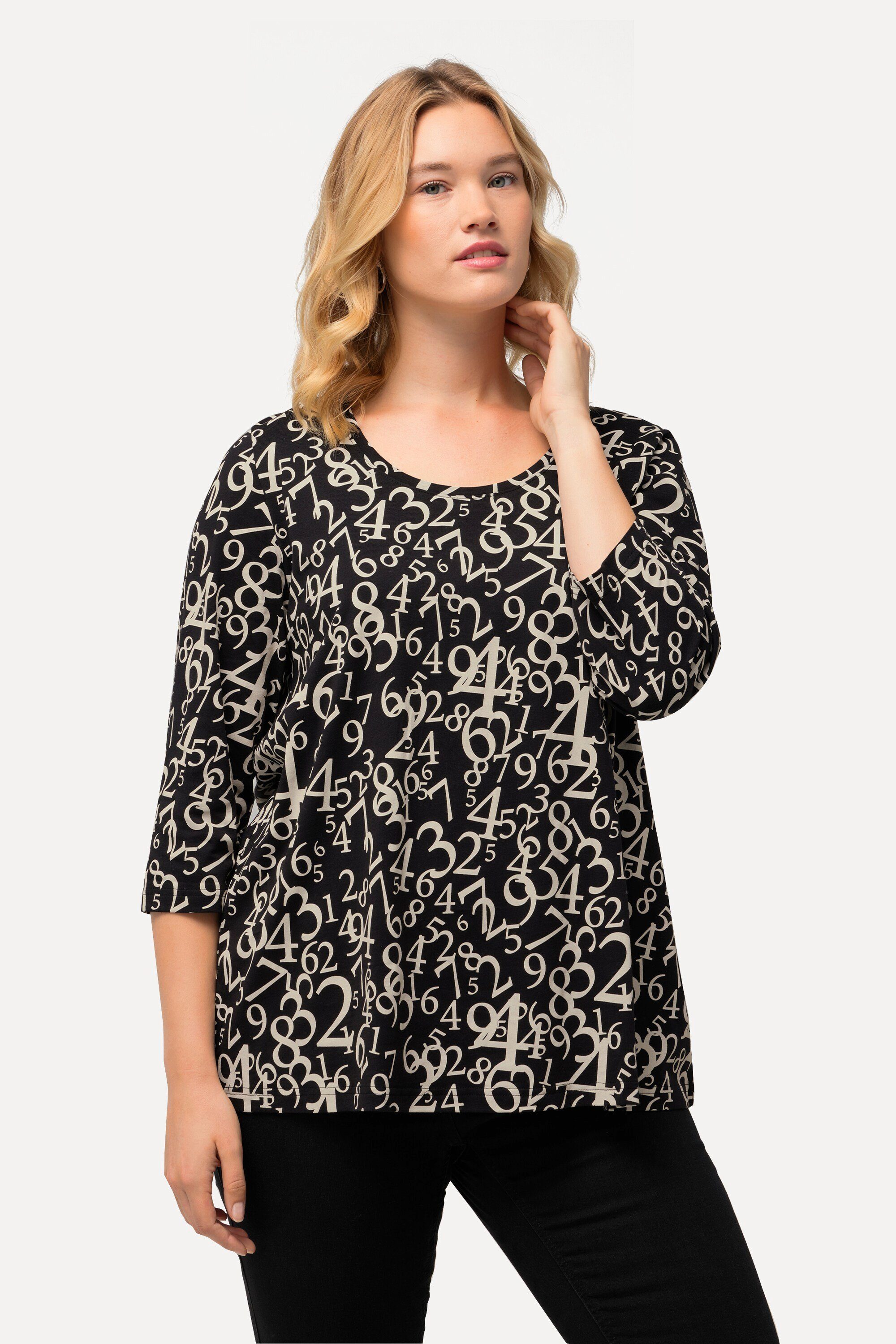 Ulla Popken T-Shirt Shirt Zahlenmuster A-Linie günstig online kaufen