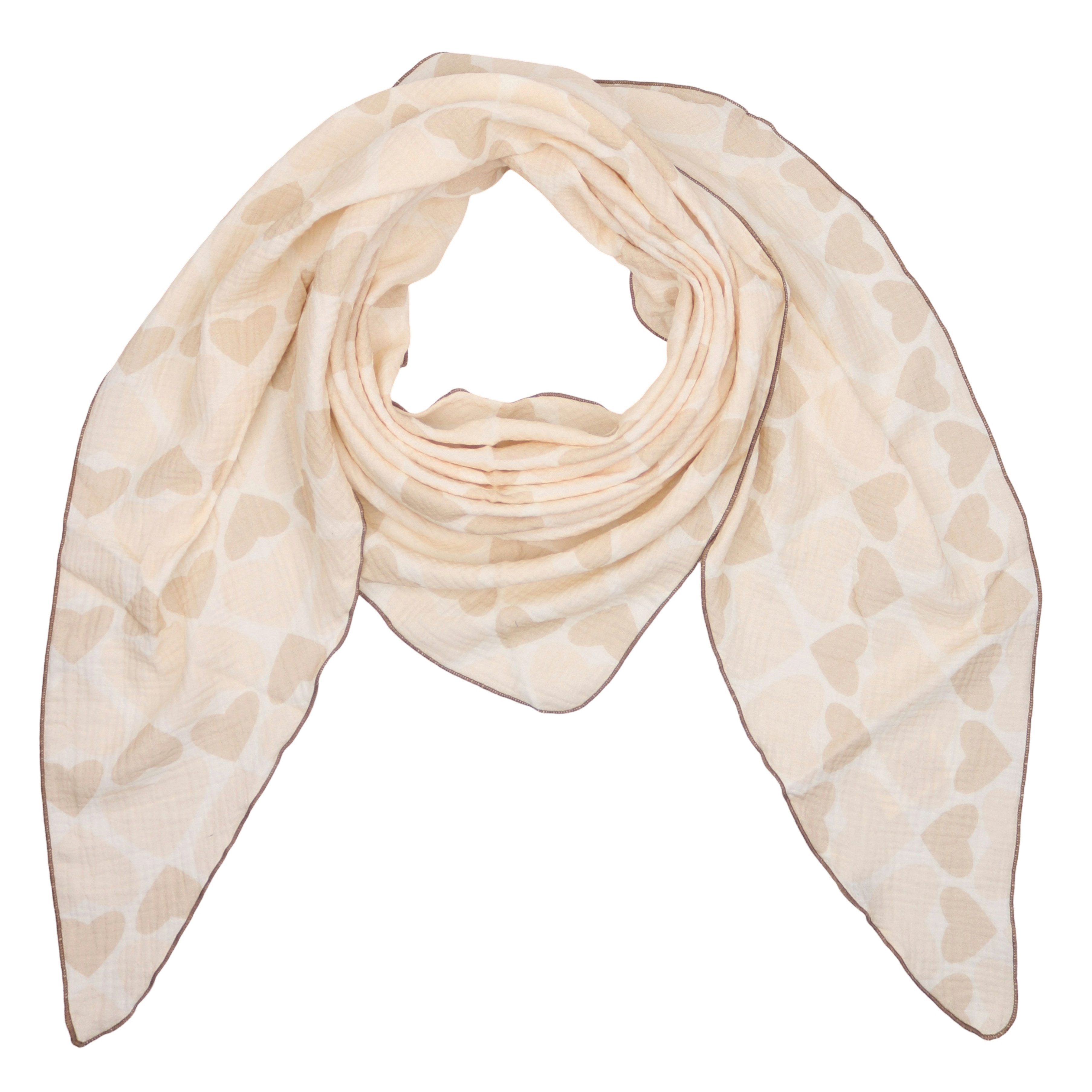 MIRROSI Dreieckstuch Aus Musellin Dreiecksschal ca.195x90 cm, Made in Italy Herz, (Leicht, ideal für das ganze Jahr; 100% Baumwolle), in tollen Farben (Herzen Muster)