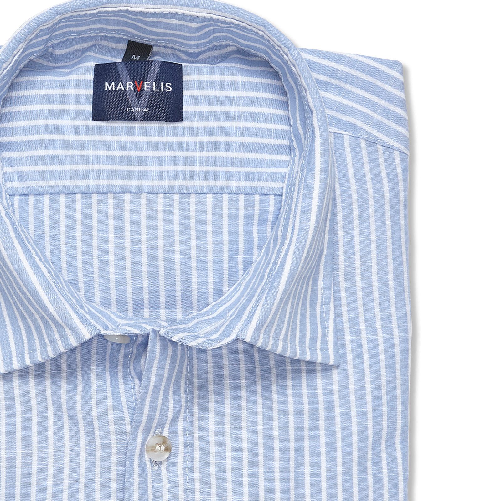 MARVELIS Langarmhemd im Streifen-Look, Businesshemd, Kentkragen