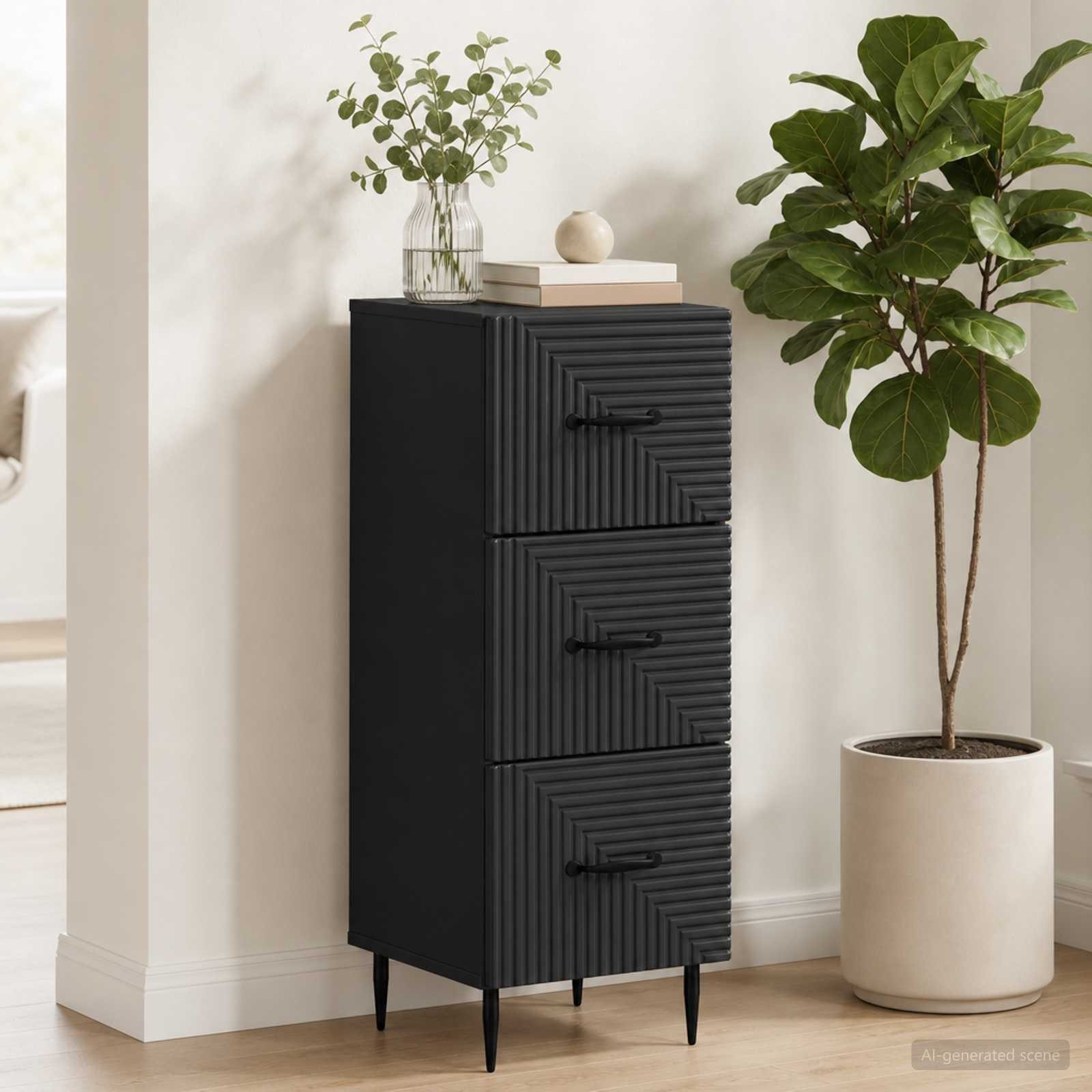 vidaXL Schranksystem Schubladenschrank Schwarz 33 x 34,5 x 89,5 cm Holzwerkstoff (1-St)