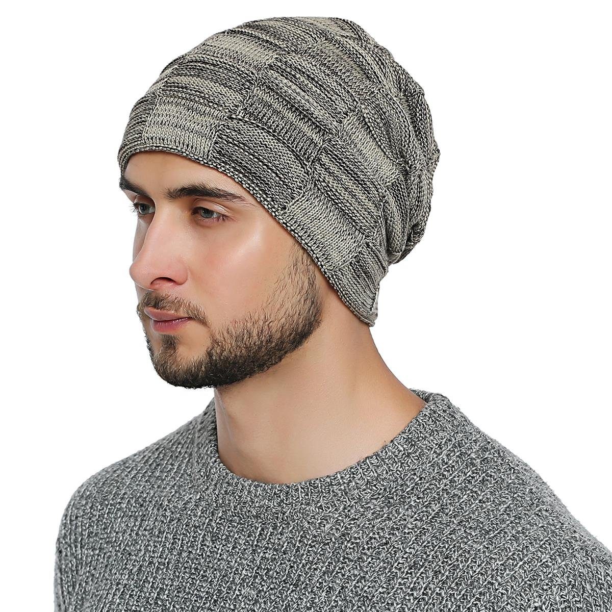 DonDon Beanie Herren Winter long Slouch (Packung, 1-St) Wintermütze, Beanie  mit Flechtmuster und Teddyfleece