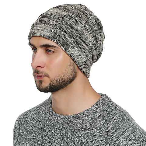 DonDon Beanie Herren Winter long Slouch (Packung, 1-St) Wintermütze, Beanie mit Flechtmuster und Teddyfleece