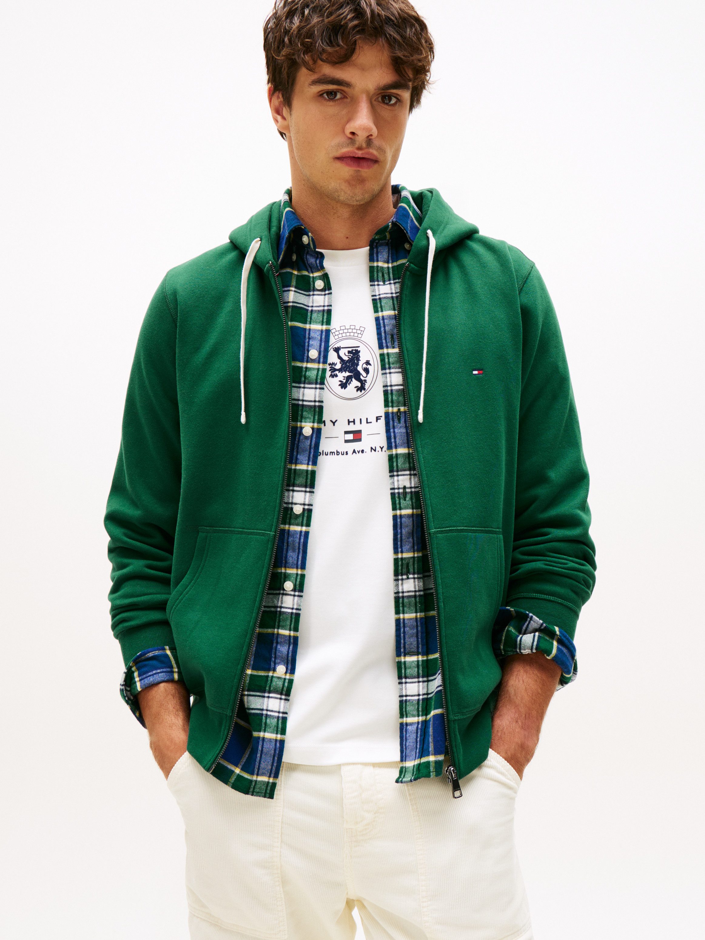 Tommy Hilfiger Kapuzensweatjacke ESSENTIAL FLEECE ZIP THROUGH kleine Logost günstig online kaufen