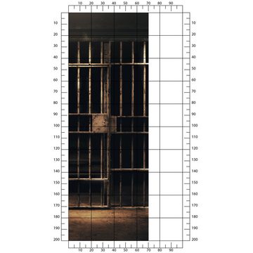 wandmotiv24 Türtapete Gefängnis Zelle, Gitter, Zellentür, glatt, Fototapete, Wandtapete, Motivtapete, matt, selbstklebende Dekorfolie