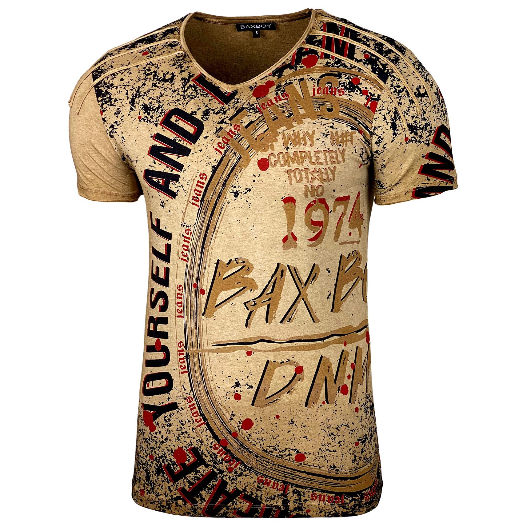 Baxboy T-Shirt Baxboy Verwaschen mit modernem V-Ausschnitt T-Shirt B-109 günstig online kaufen