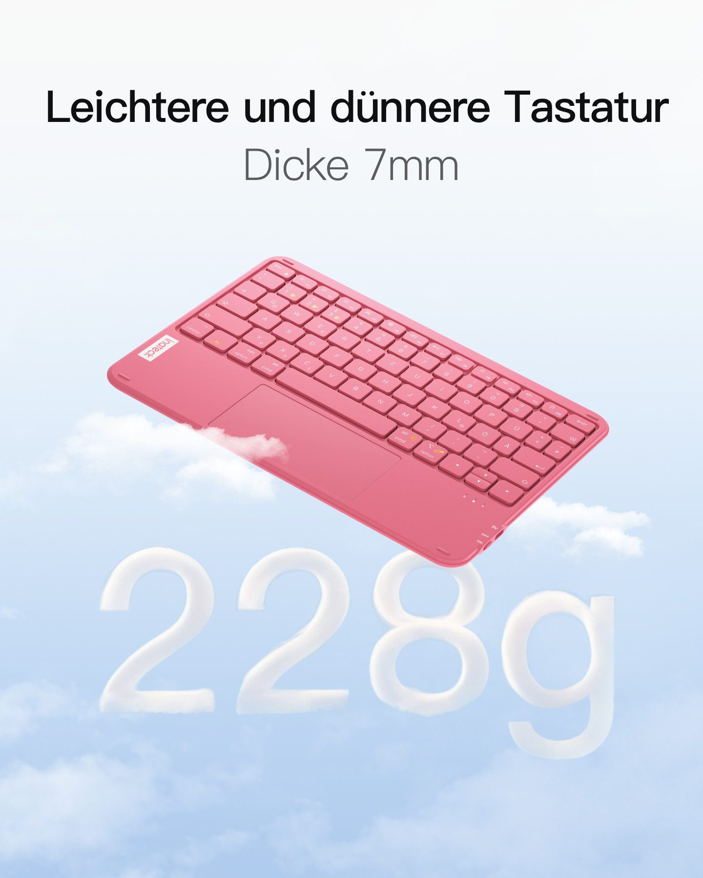 Inateck Ultraleichte für iPad/Tablet/Windows/Laptop/PC Tablet Tastatur mit Touchpad (Kabellose) – Bild 4 von 5
