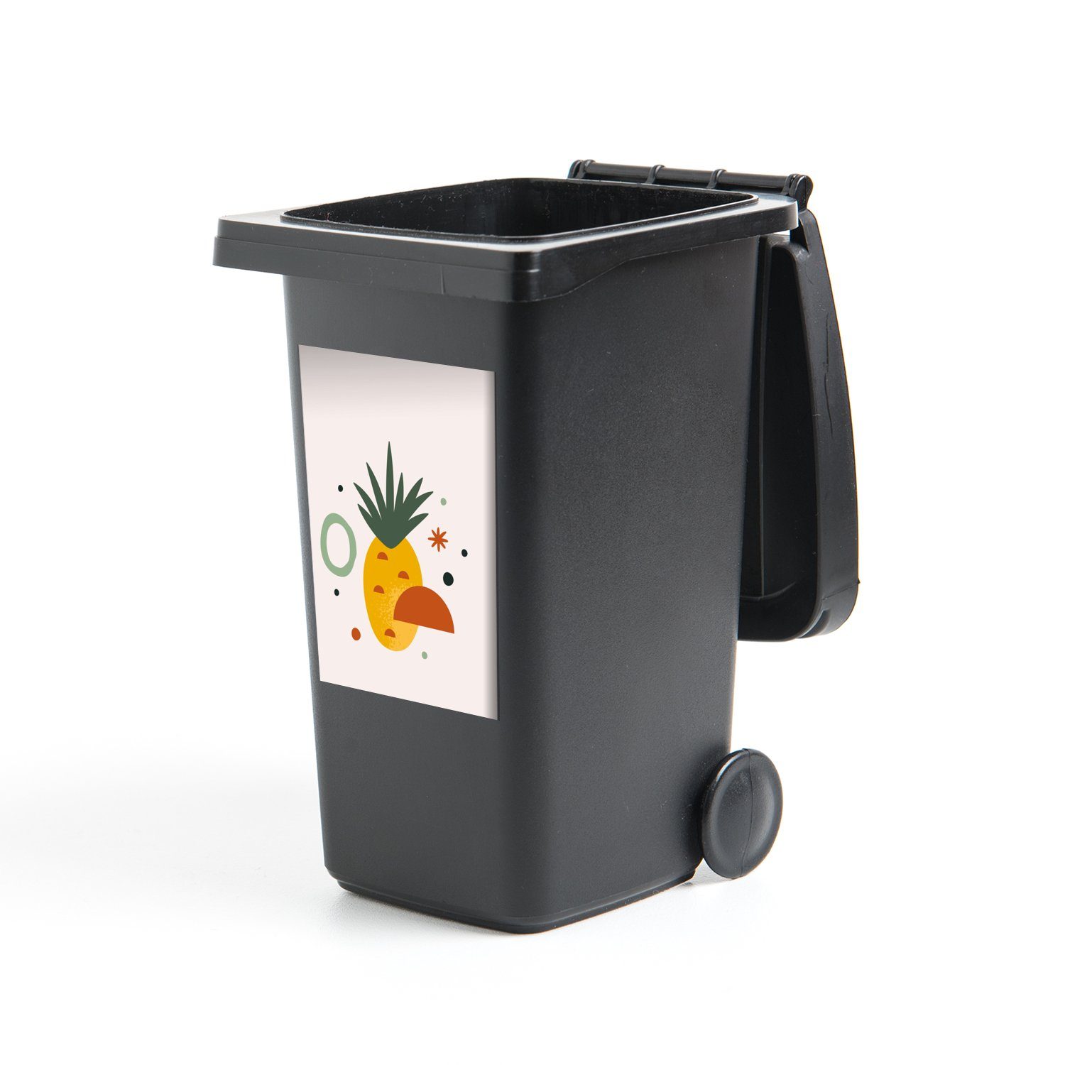 Mülleimer-aufkleber, Einfach Sticker, Abfalbehälter Container, - (1 Wandsticker Ananas Mülltonne, MuchoWow - Obst St),