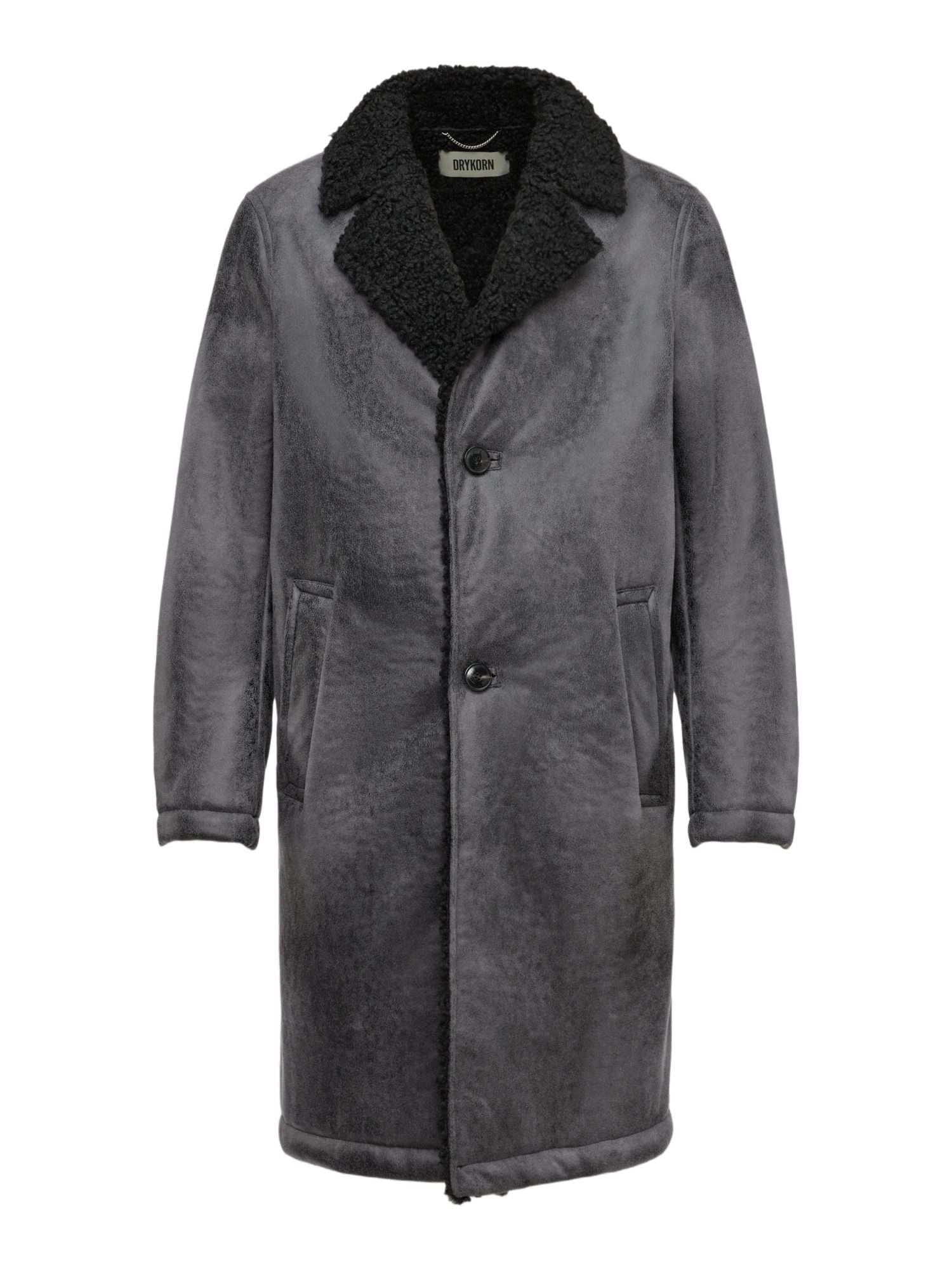 Drykorn Langmantel schwarz,Outdoor,Polyester,Unifarben,Reverskragen,Lang,Regular Fit