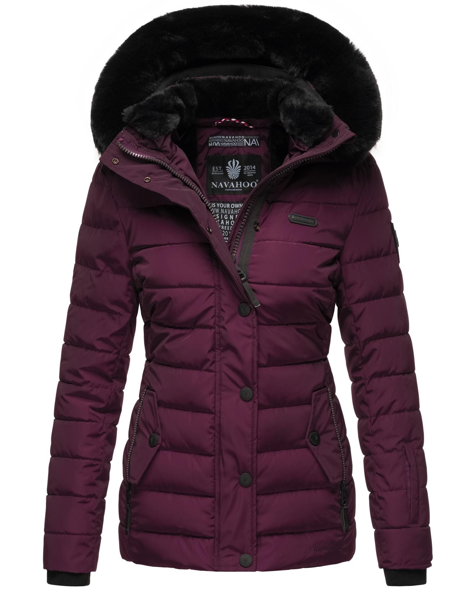 Navahoo Steppjacke Milianaa Edle Winterjacke mit weicher Kunstfell-Kapuze