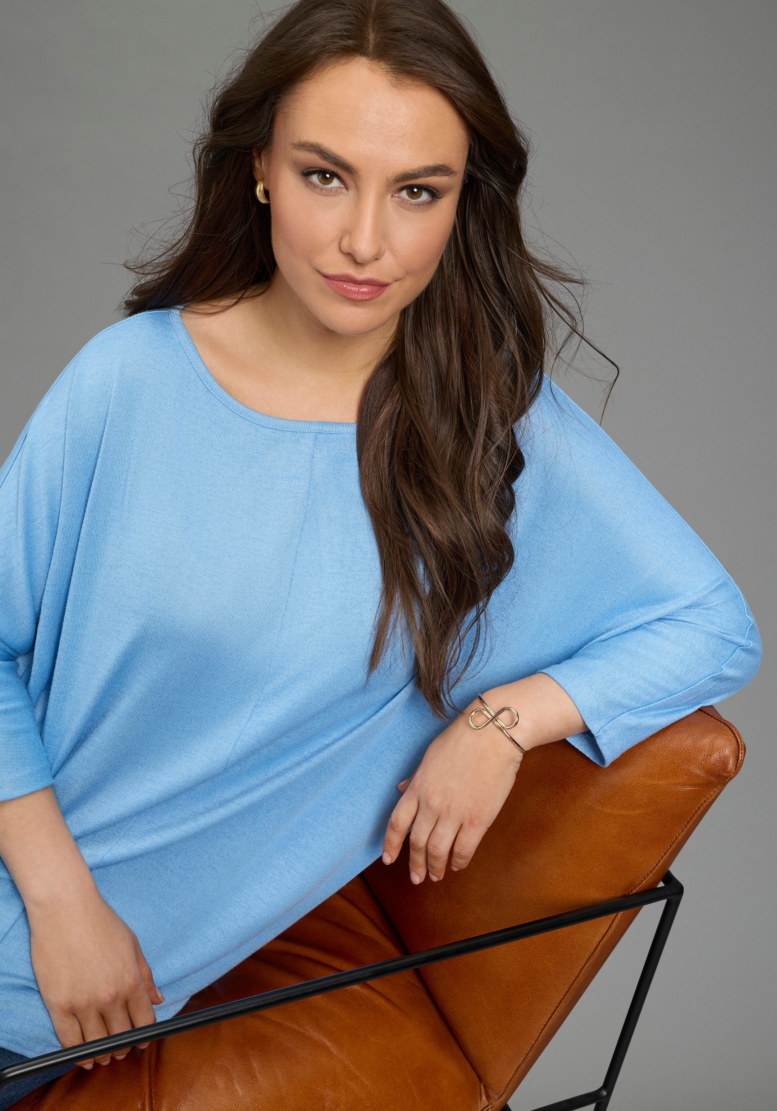 Laura Scott CURVE 3/4 Arm-Pullover leichter Übergangsstrick mit figurschmeichelnder Passform