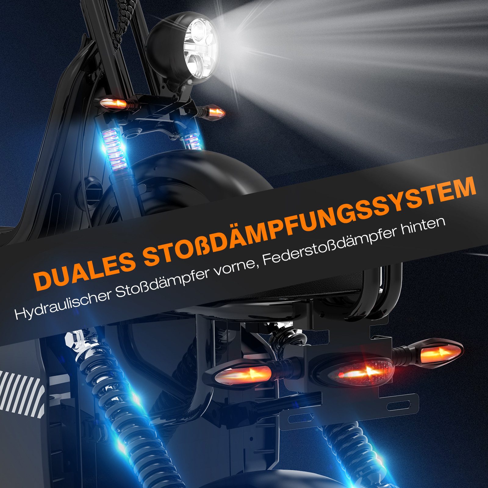 EVERCROSS TECH Electric Scooter 48V-25Ah, AM License, 1500W, 60km/h, 45km/h, LED Display, Turn Signals, Remote Key, Alarm System, Dual Shock Absorbers