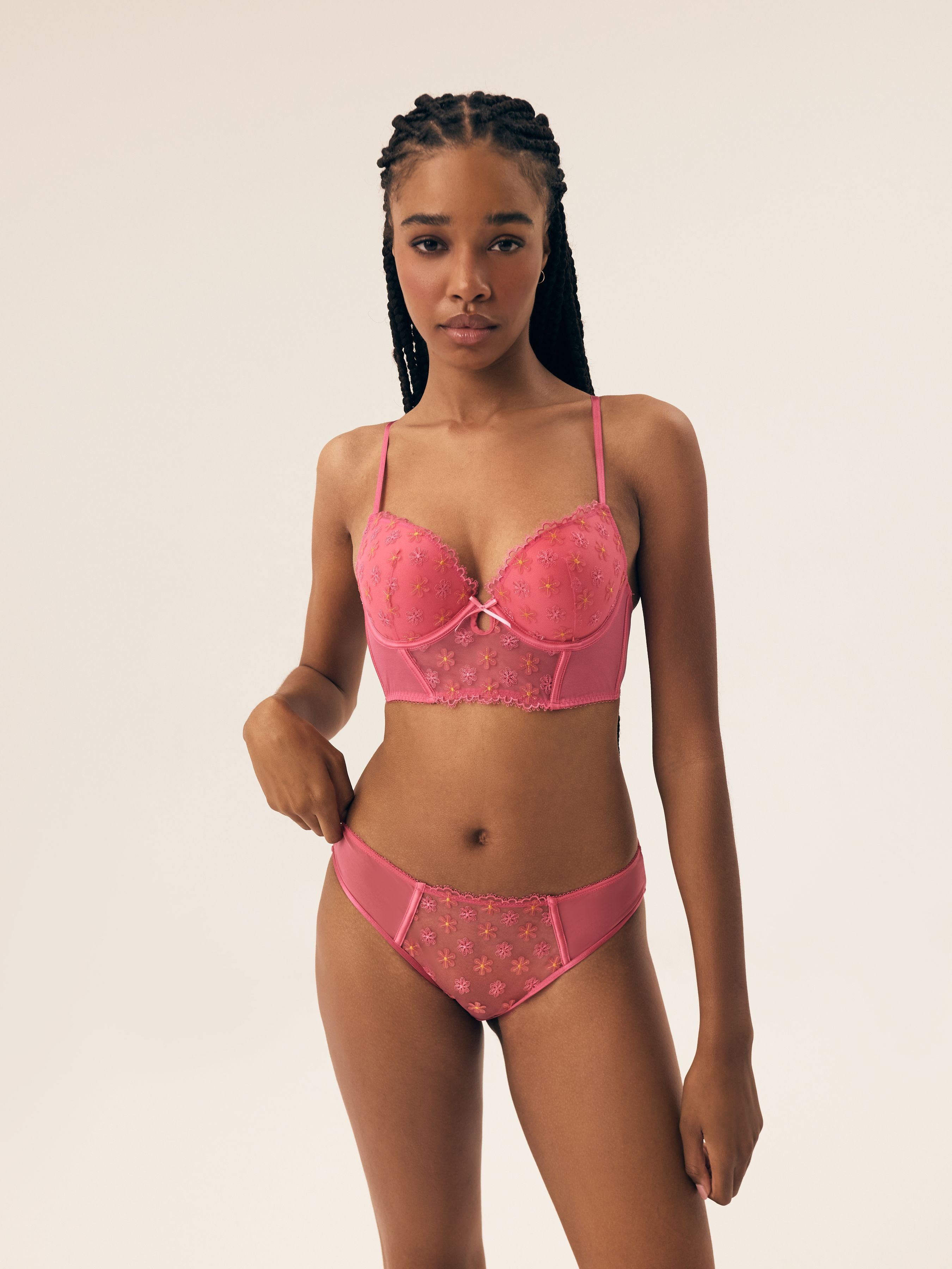 ESOTIQ Bustier Bustier Bloomy, Stickerei, Mesh-Einsätze