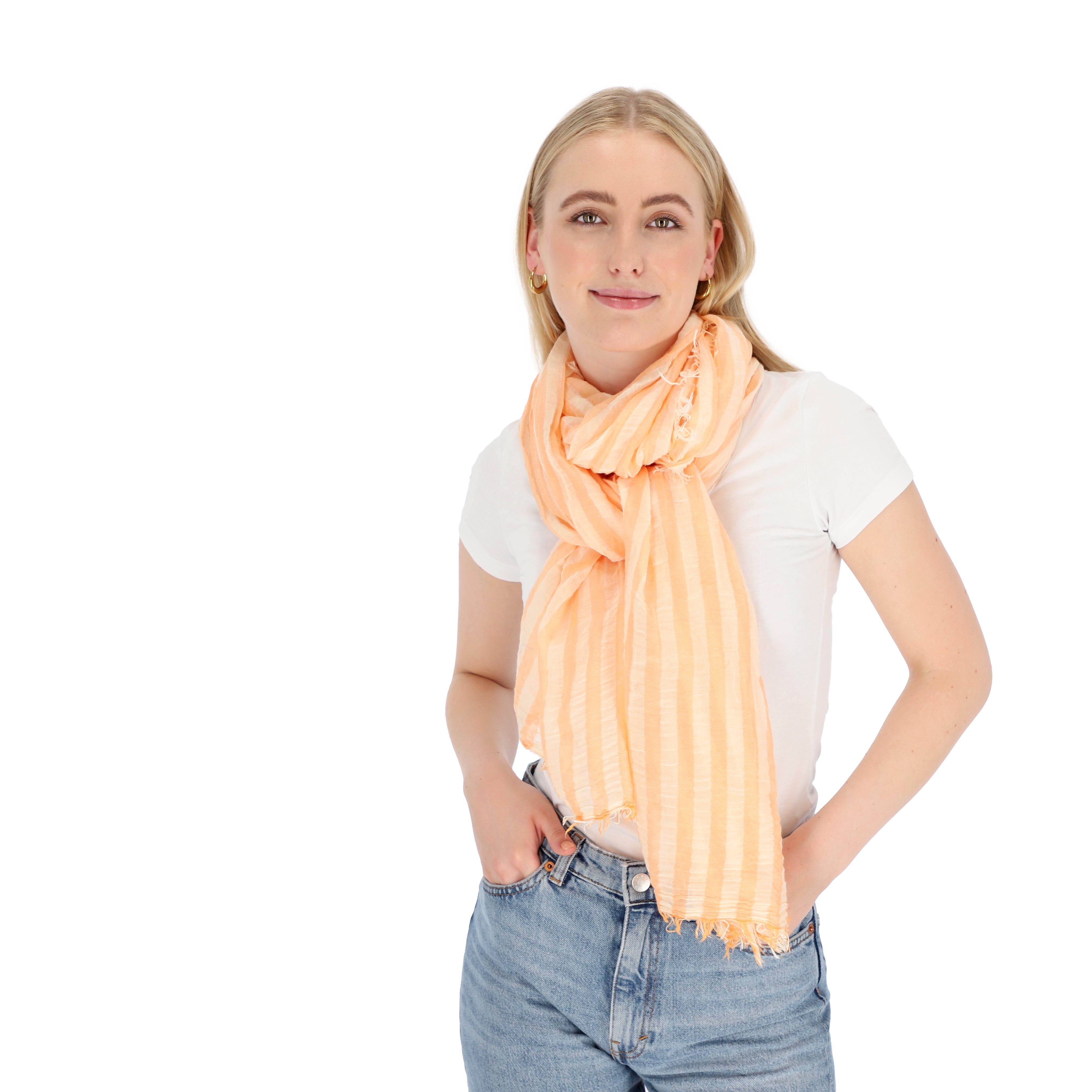 halsüberkopf Accessoires Modeschal Schal Streifen mit Crash-Struktur, Made in Italy apricot