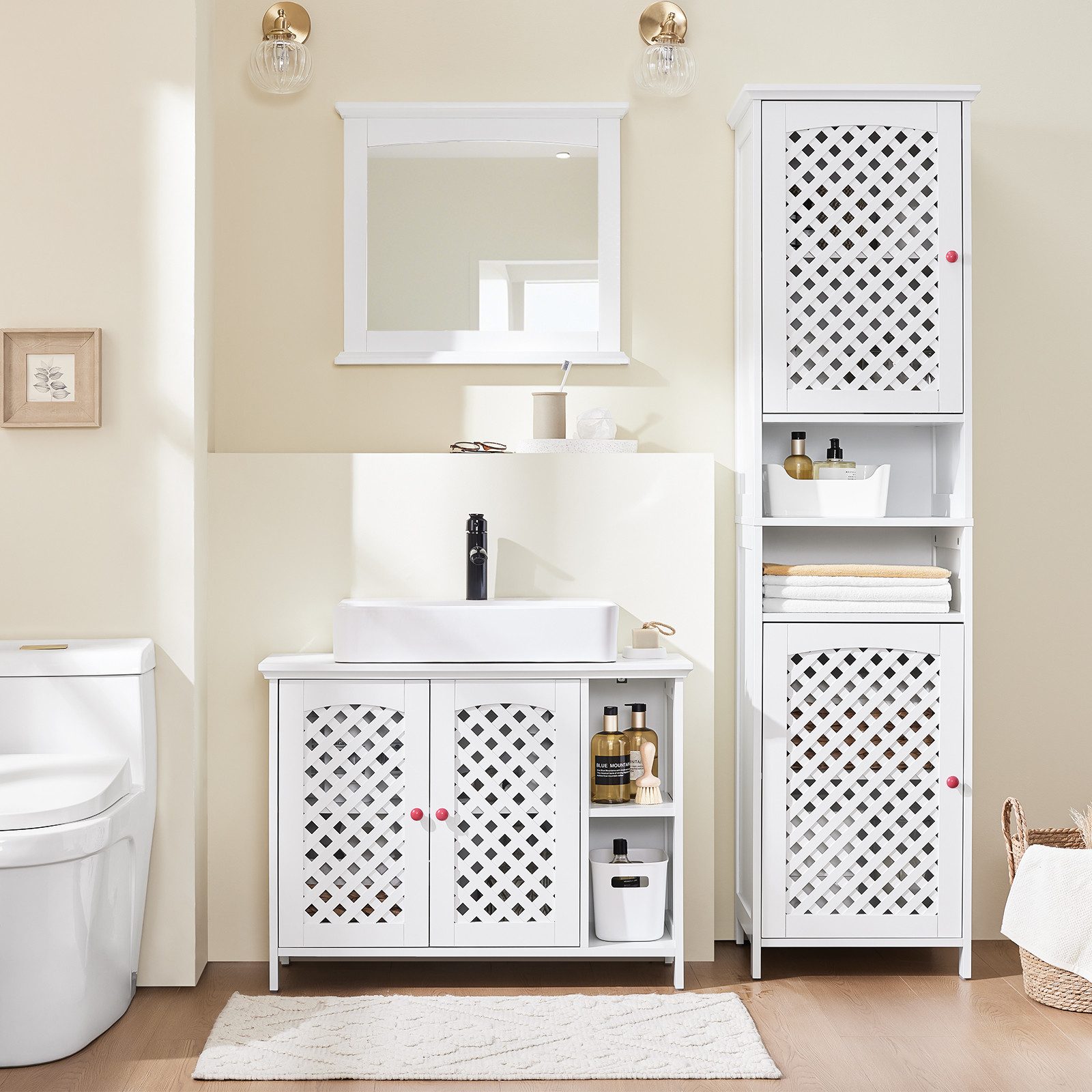 SoBuy Waschbeckenunterschrank BZR210, Badezimmerschrank mit 2 Türen, Wascht günstig online kaufen