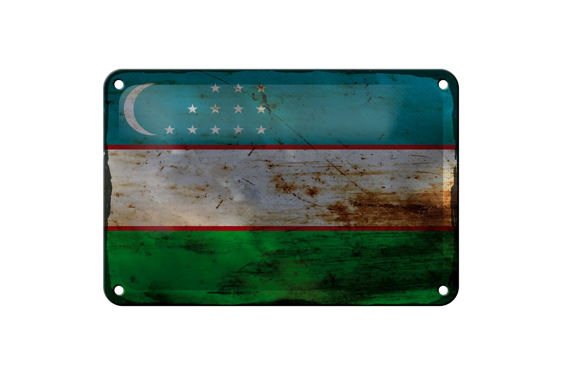 Femer GmbH Metallschild Flagge Usbekistan 18x12cm Uzbekistan Rost, (1 St), gewölbte Oberfläche, abgerundete Ecken, umgeschlagene Kanten