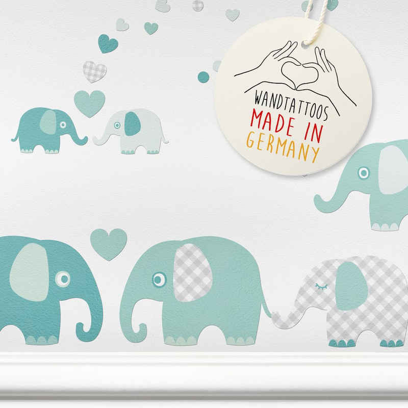 lovely label Wandsticker »Elefanten mint/grau - Wandtattoo Kinderzimmer Baby«