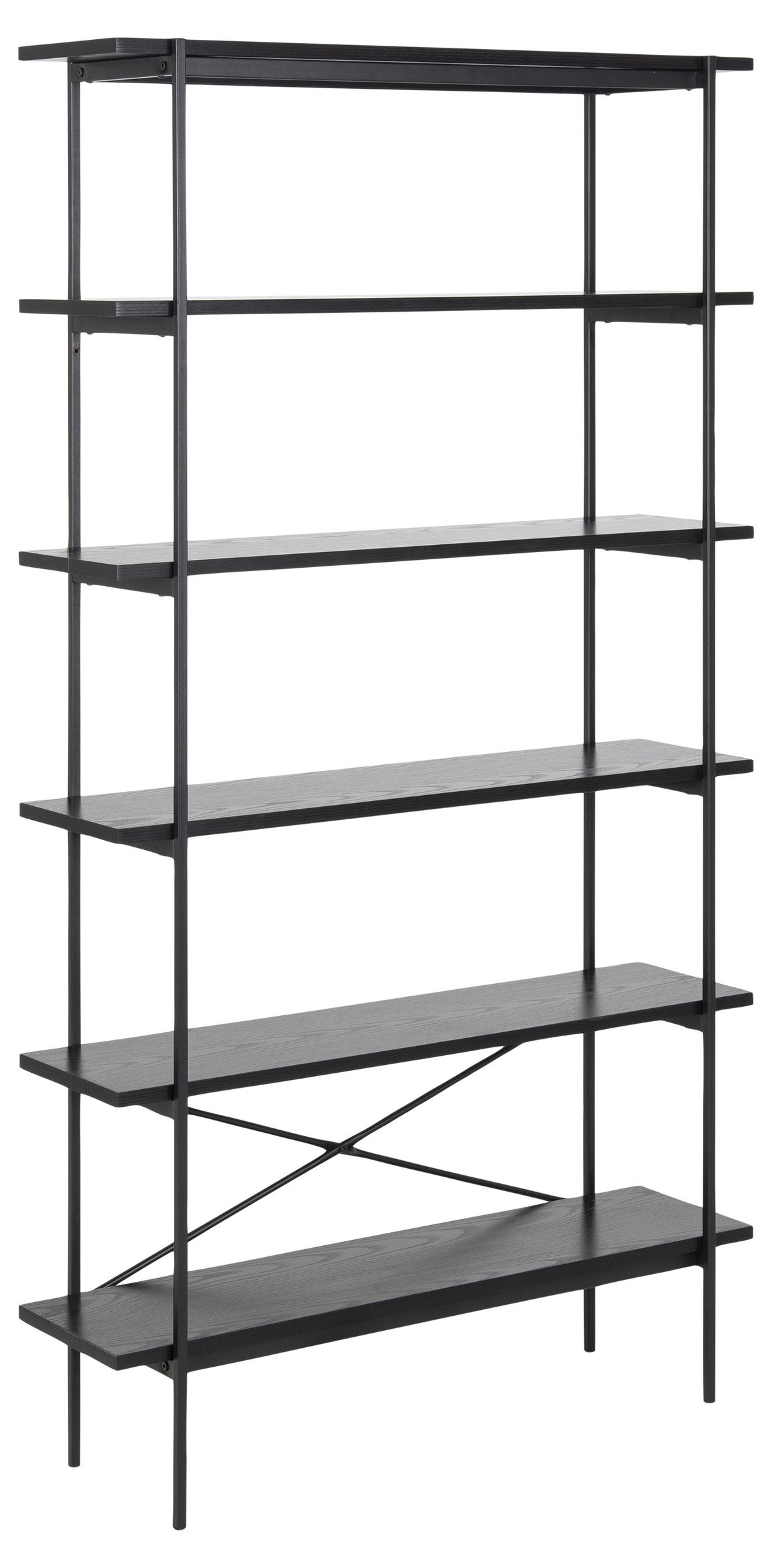 ACTONA GROUP Regal in schwarz, MDF, Stahl - 94x172x27cm (BxHxT)
