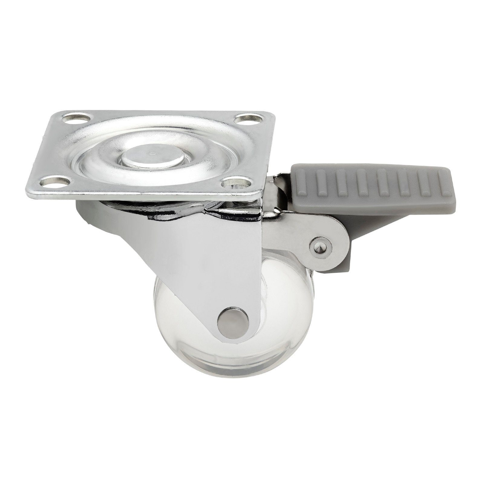 SO-TECH® Möbelrolle Ø 35 mm Lenkrolle, transparent mit Bremse, 1 Stück
