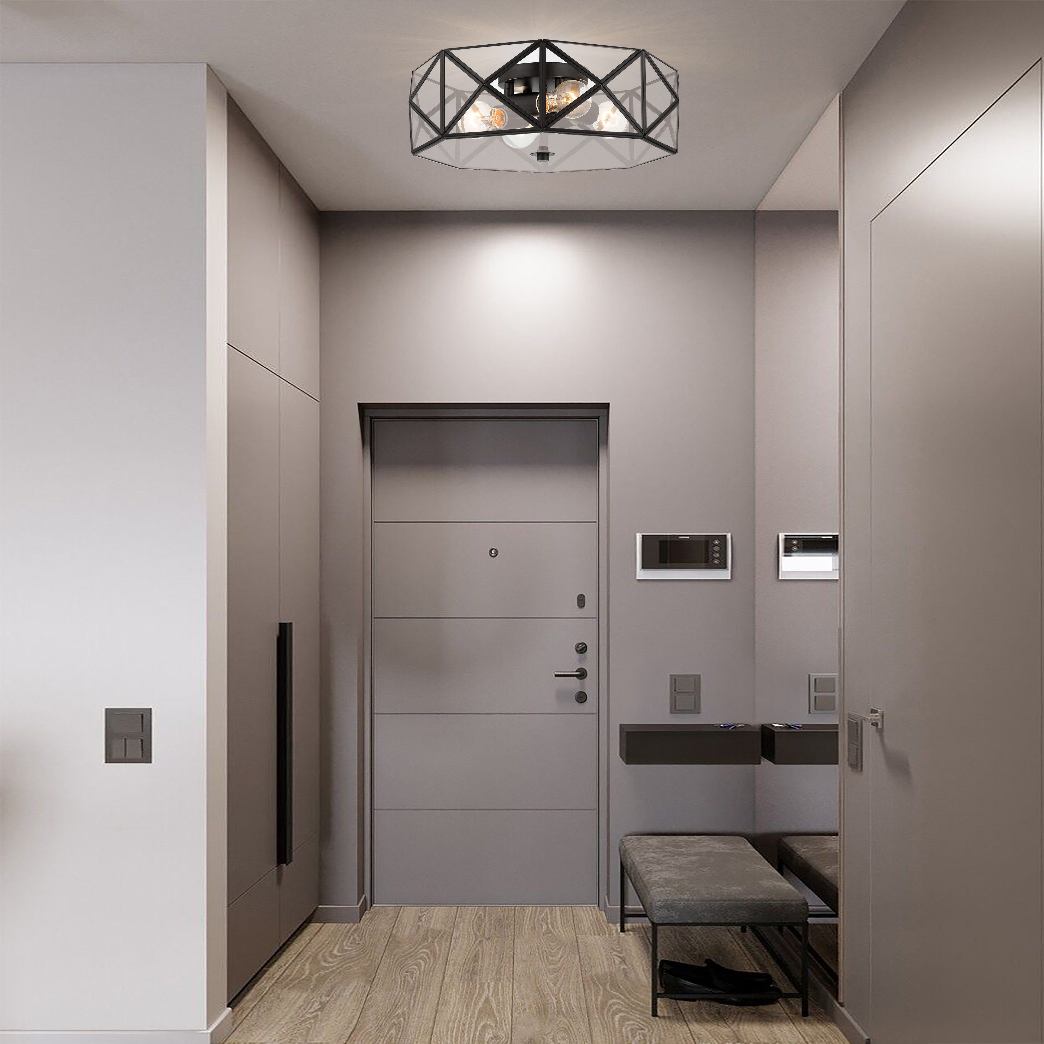 MLT&RIDDLE Deckenleuchte 4 Licht 43cm Einzigartige Geometrische Statement Deckenleuchte, ohne Leuchtmittel