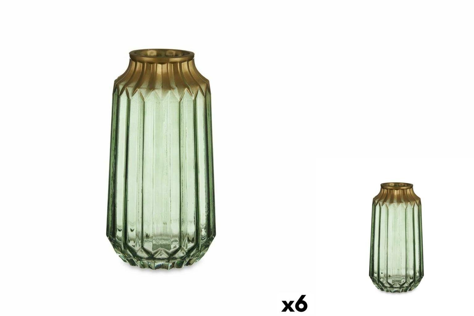 Gift Decor Dekovase Vase grün Glas 13 x 23,5 x 13 cm 6 Stück