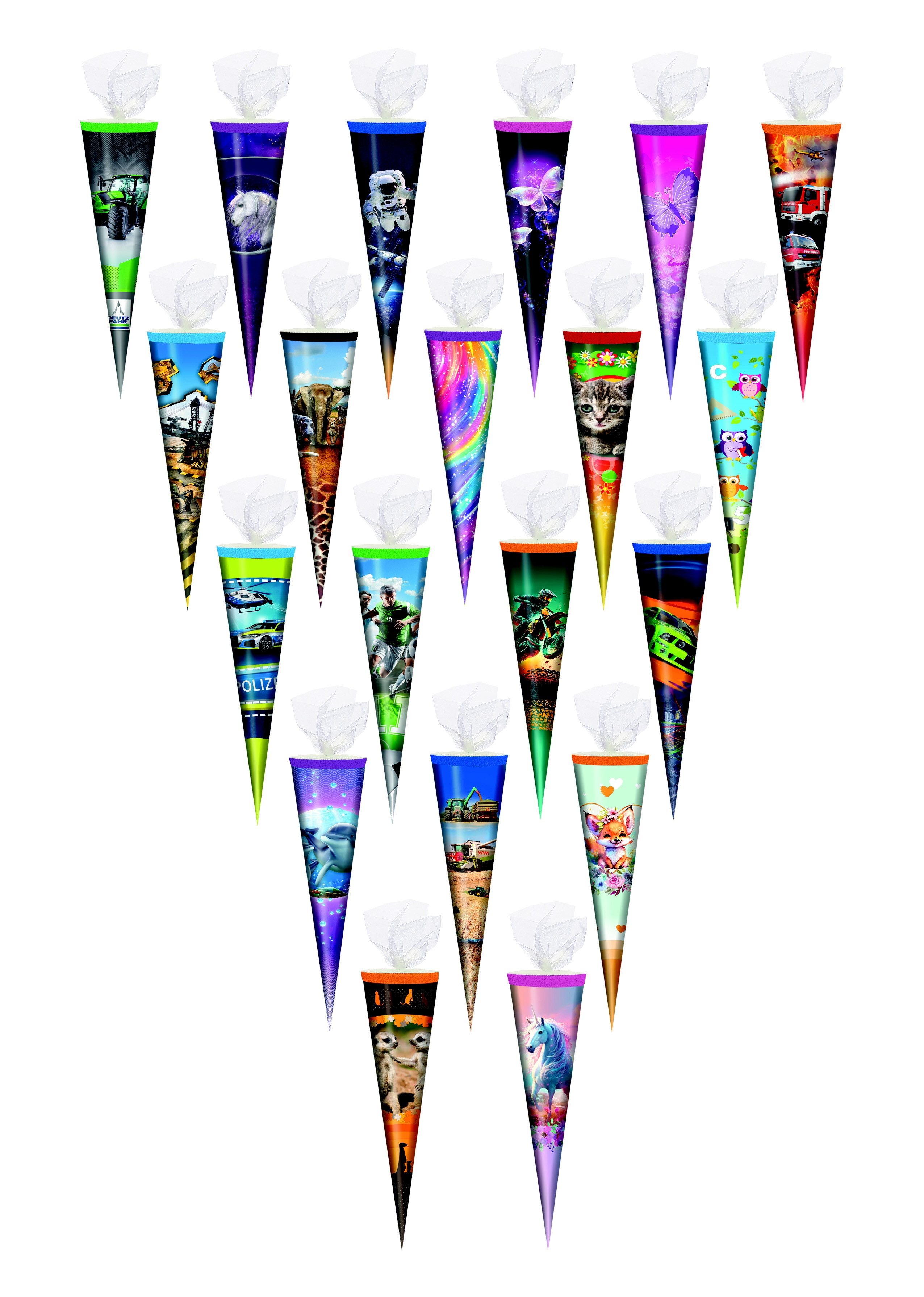 Livepac Office Schultüte 20x Schultüte / Zuckertüte / 35cm / mit Tüllverschluß / 20 Motive