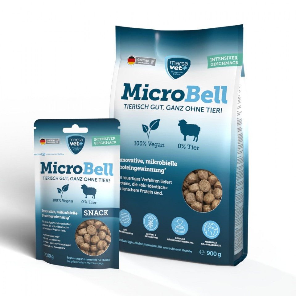 marsavet+ Veganes Hundefutter Set: MicroBell Trockenfutter 900g + Snack 100g, Trockenfutter für: Hunde, vegan, getreidefrei, glutenfrei, 2-teilig