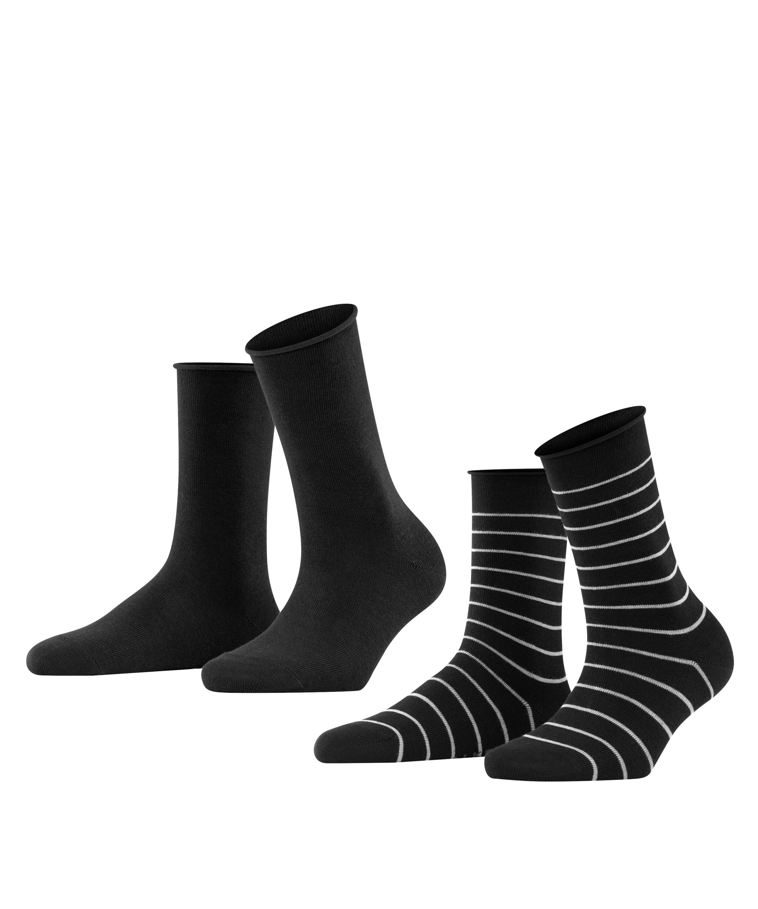 FALKE Socken Happy Stripe 2-Pack (2-Paar) black (3000)