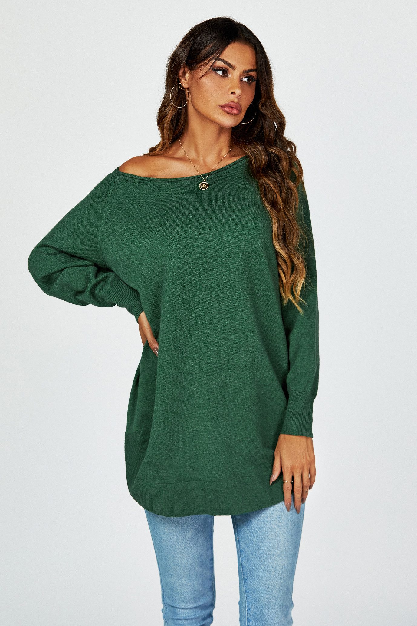 Longpullover Damen Longpullover Oversize Strickpullover für Herbst/Winter, Onesize