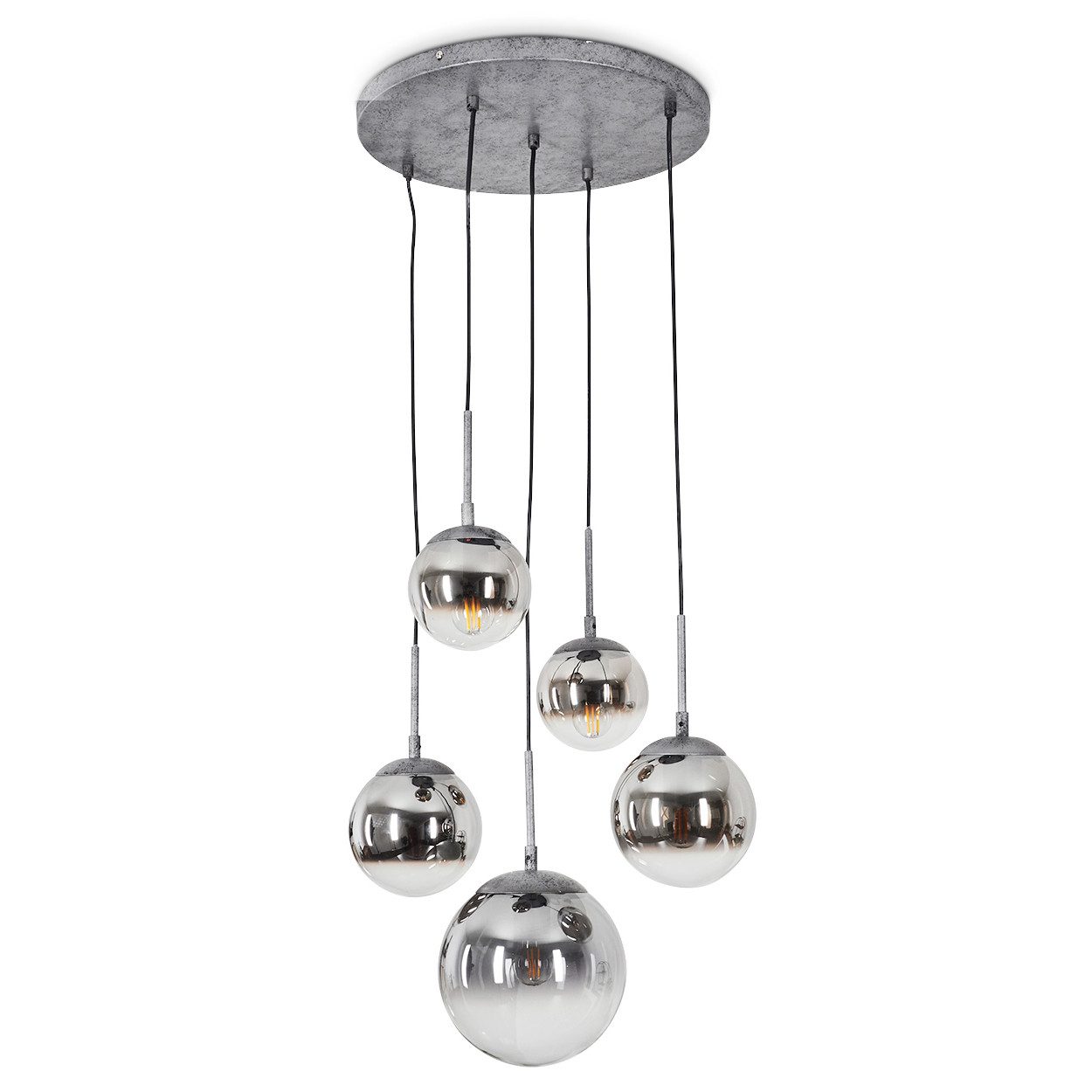Pendelleuchte »Castegnato« Hängelampe aus Metall/Glas in Altsilber/Rauchfarben