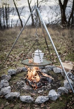 Petromax Grillrost, Hänge-Rost für Dreibein inkl. Stahl-Kette optimal für das Lagerfeuer