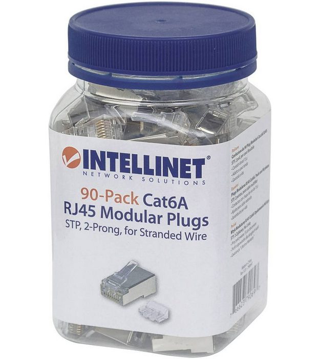 Intellinet Intellinet Intellinet 90er-Pack Cat6A RJ45-Modularstecker STP 2-Punkt Netzwerk-Adapter